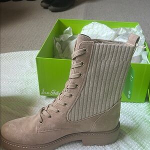 Sam Edelman Women's Beige Lace-Up Boots